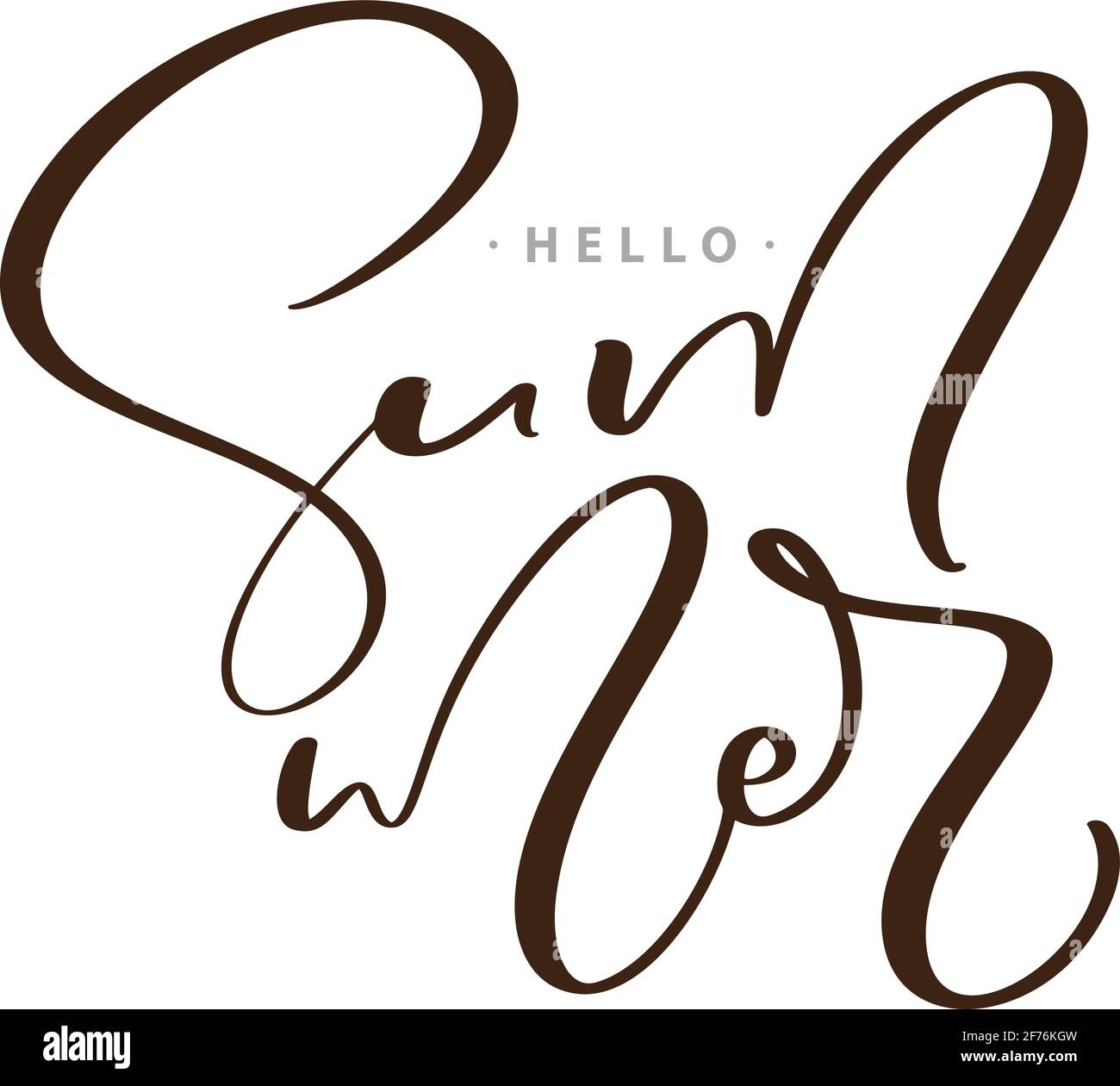 Texte de la forme de lettres calligraphiques Bonjour été. Vecteur extrait à la main expression isolée. Illustration motif isolé de l'esquisse pour carte de vœux, impression Illustration de Vecteur