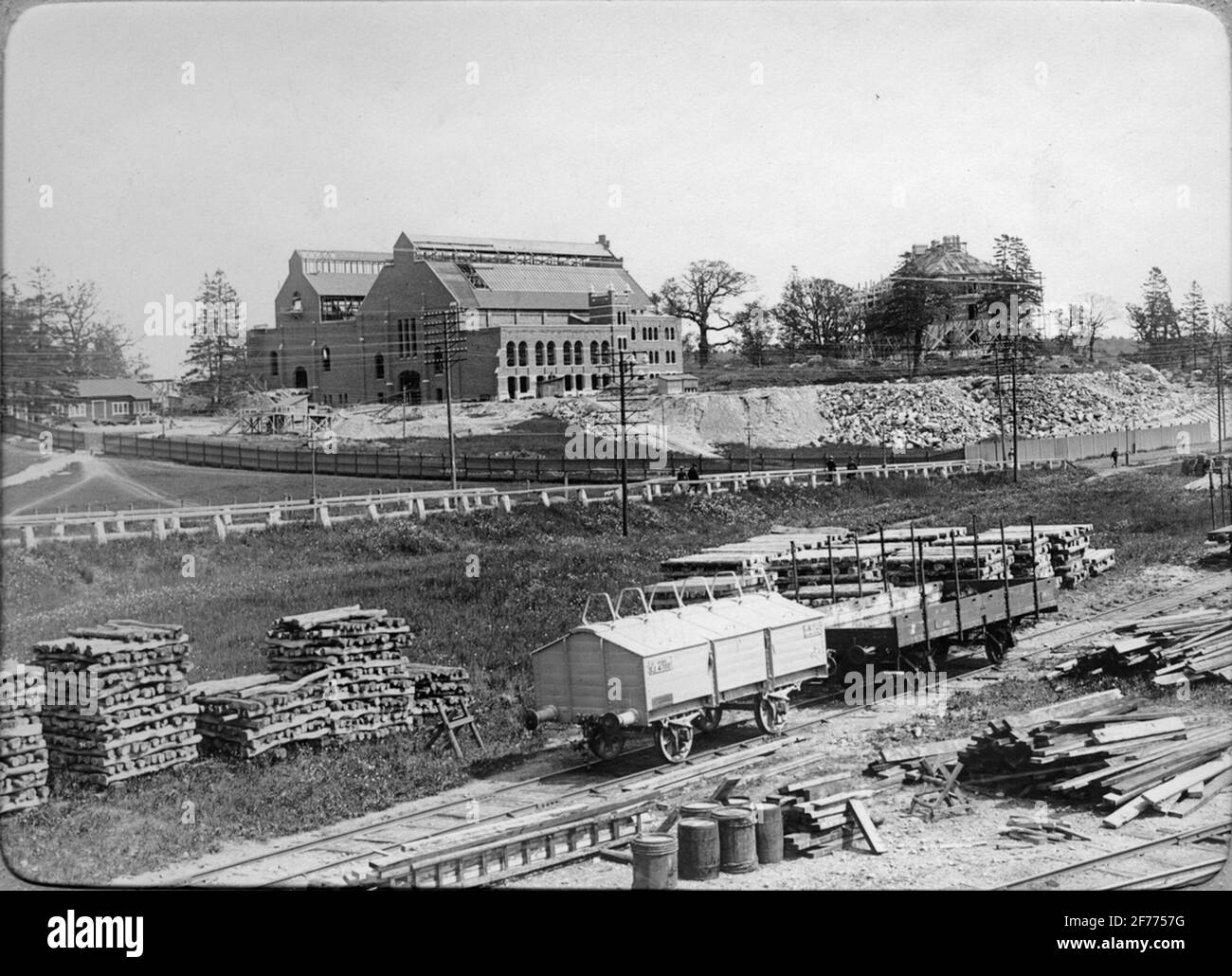 Construction de l'Agence d'électricité de Stockholm à Värtan le 24 juin 1902. Banque D'Images