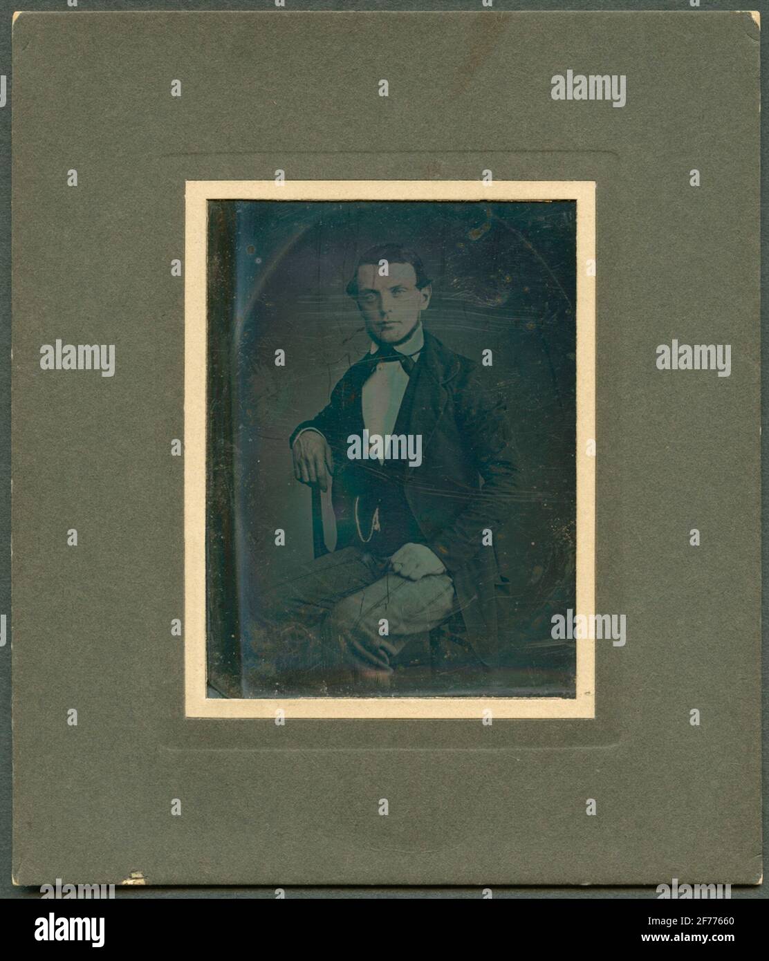 Daguerréotype. Portrait du capitaine de mer per Gustaf Nylén F 12/4 1825, D 3/7 1910 lever le fils du capitaine de mer per Gustaf Nylén et son épouse, F Güllzan. Banque D'Images