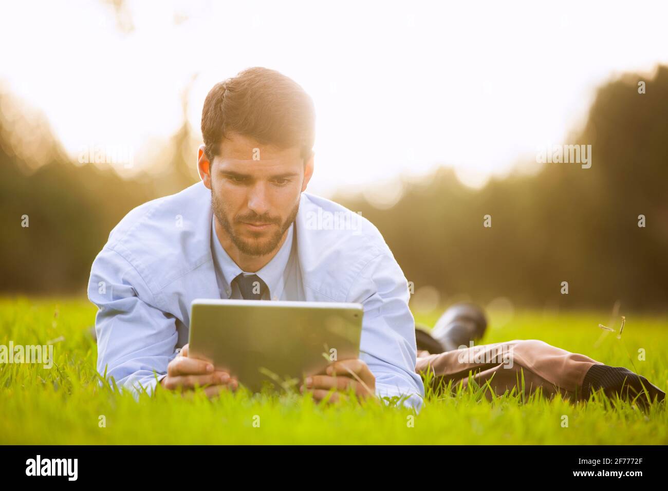 Businessman using a digital tablet Banque D'Images