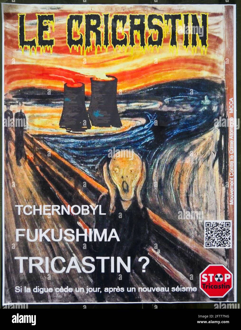 Plaque politique anti-nucléaire, Montélimar, Drôme, France, Banque D'Images