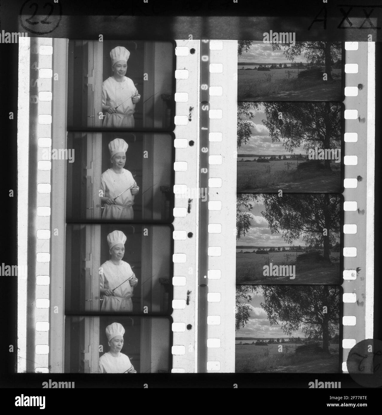 Image de Skioticon du Département de la photographie de l'Institut royal de technologie. Utilisation par le professeur Helmer Bäckström comme matériel de conférence. Bäckström a été le premier professeur suédois de photographie à l'Institut royal de technologie de Stockholm 1948-1958.exampel sur deux films différents de 35 mm, le film normal. Pour plus d'informations, voir: Bäckström, Helmer. Manuel photographique. Autre édition révisée. Nature et culture. Stockholm. 1948. p. 1266-1267. Banque D'Images
