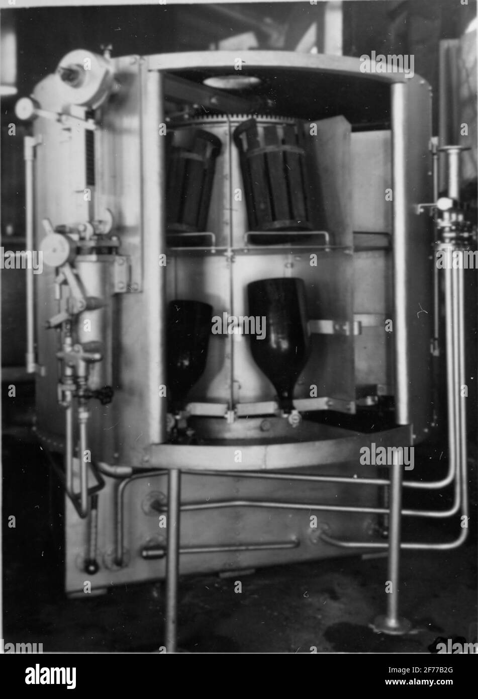 Courroie transporteuse sur brasserie inconnue, fabriquée par la société de partage d'atelier Mekelo à Helsingborg. Banque D'Images