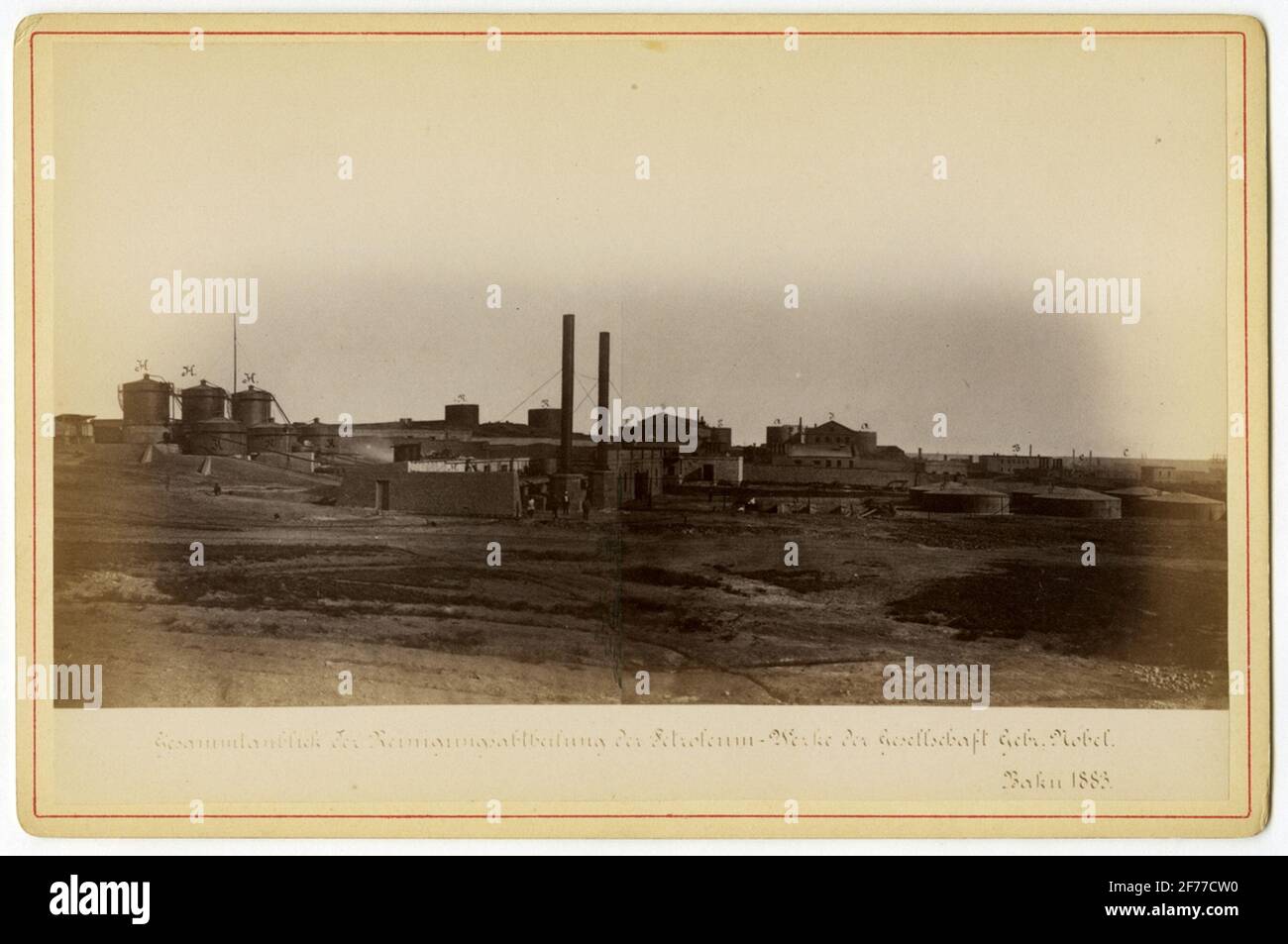 Vue d'ensemble de la société anonyme frères Nobel usine de pétrole. Bakou 1883. (Plus de texte peut être trouvé au dos de la photographie) .Fotography est disponible en carton rouge avec le texte - photos de certaines usines dans la production ALENA partager des sociétés Nobel frères. Banque D'Images