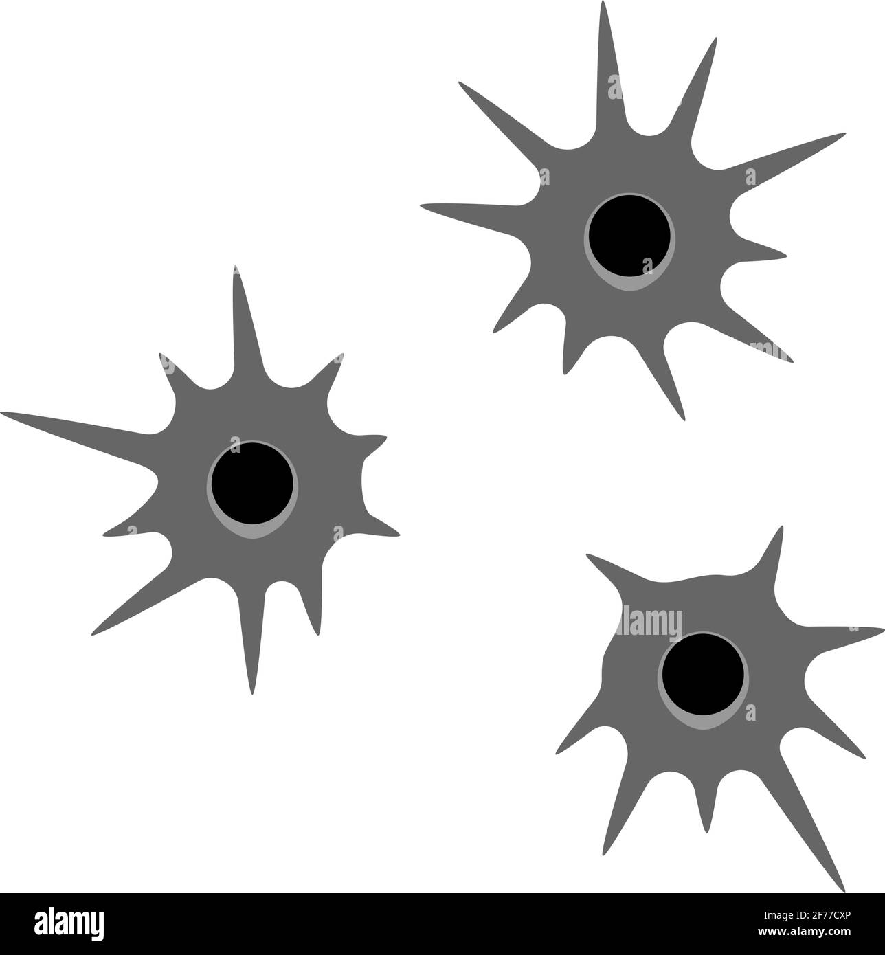 Trous de balle ou trous de tir dans l'icône de vecteur isolé Illustration de Vecteur