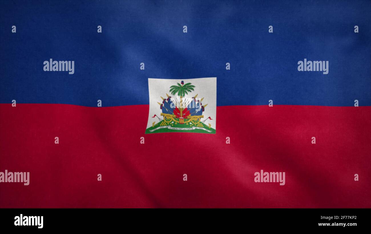Drapeau national d'Haïti soufflant dans le vent. rendu 3d Banque D'Images