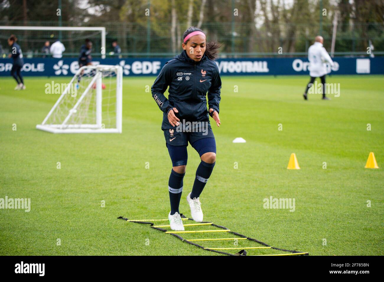 Perle Morroni de France lors de la formation de l'équipe féminine française le 5 avril 2021 à Clairefontaine, France - photo Melanie Laurent / A2M Sport Consulting / DPPI Banque D'Images