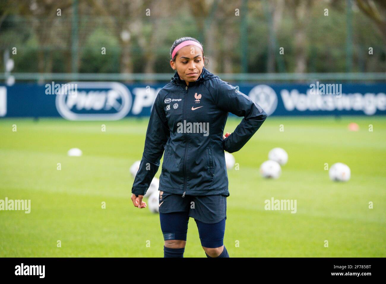 Perle Morroni de France lors de la formation de l'équipe féminine française le 5 avril 2021 à Clairefontaine, France - photo Melanie Laurent / A2M Sport Consulting / DPPI Banque D'Images