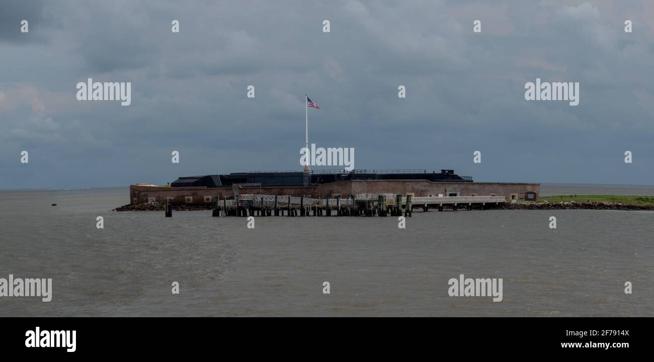 Une vue panoramique sur le parc national de fort Sumter qui était La cible pendant les premiers coups de la guerre civile Banque D'Images