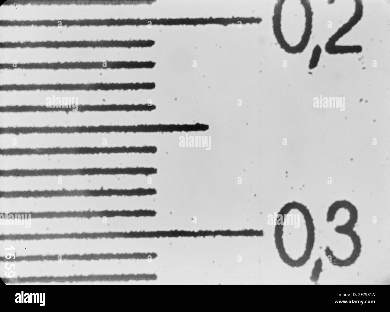 Micrographe du lait. Echelle. 1 petite sous-ligne = 0.01 mm. N° échantillon 32. Banque D'Images