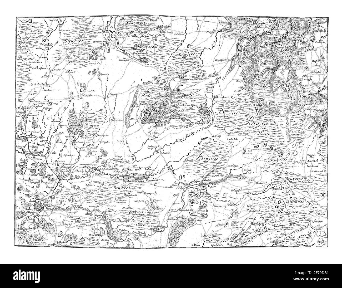 Carte de la province d'Anvers, gravure ancienne. Banque D'Images