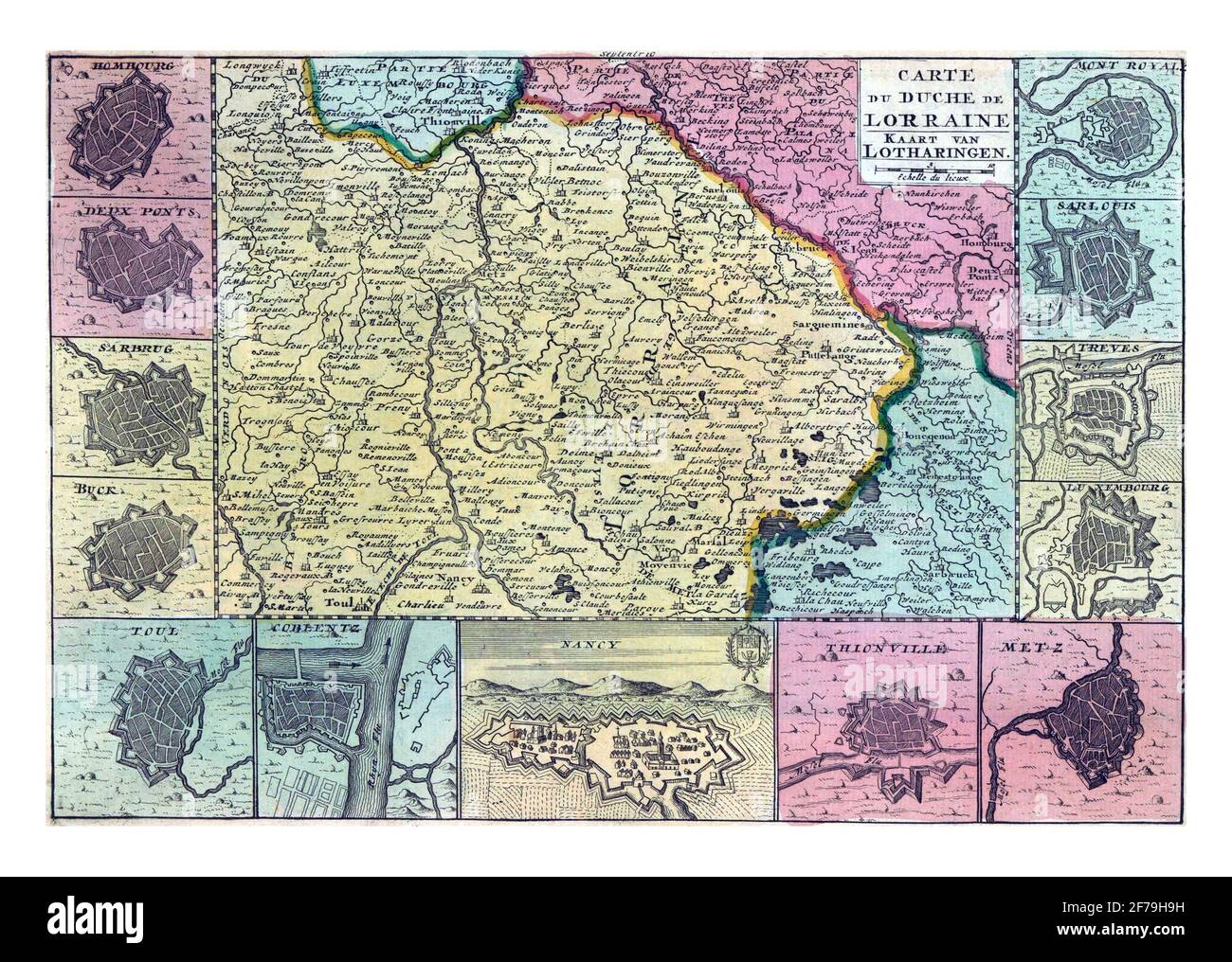 Carte de Lorraine, gravure ancienne Photo Stock - Alamy