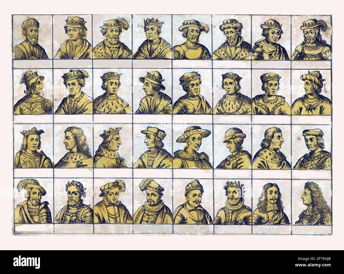 Rois de France, gravure ancienne. Banque D'Images