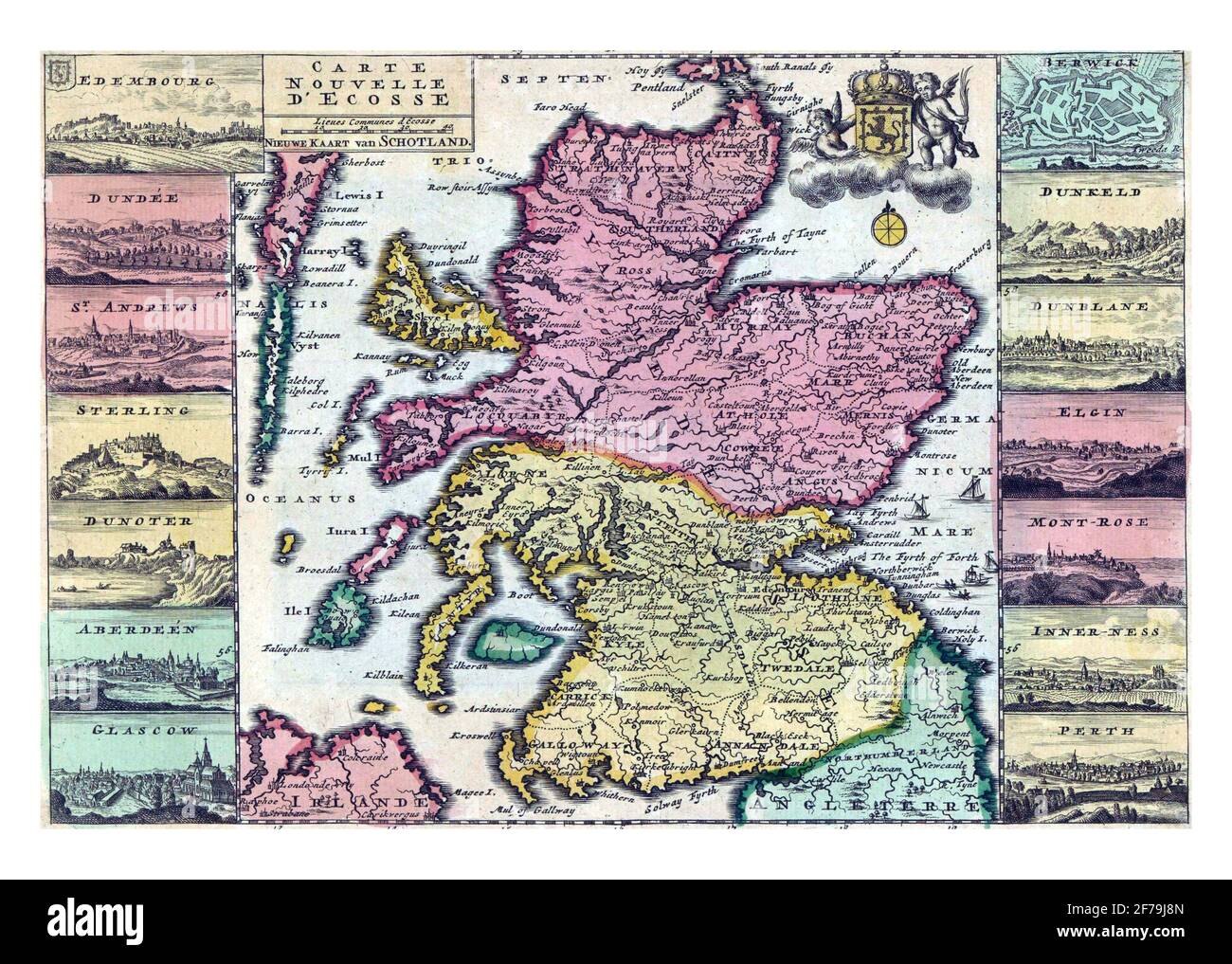 Carte de l'Ecosse, gravure ancienne. Banque D'Images