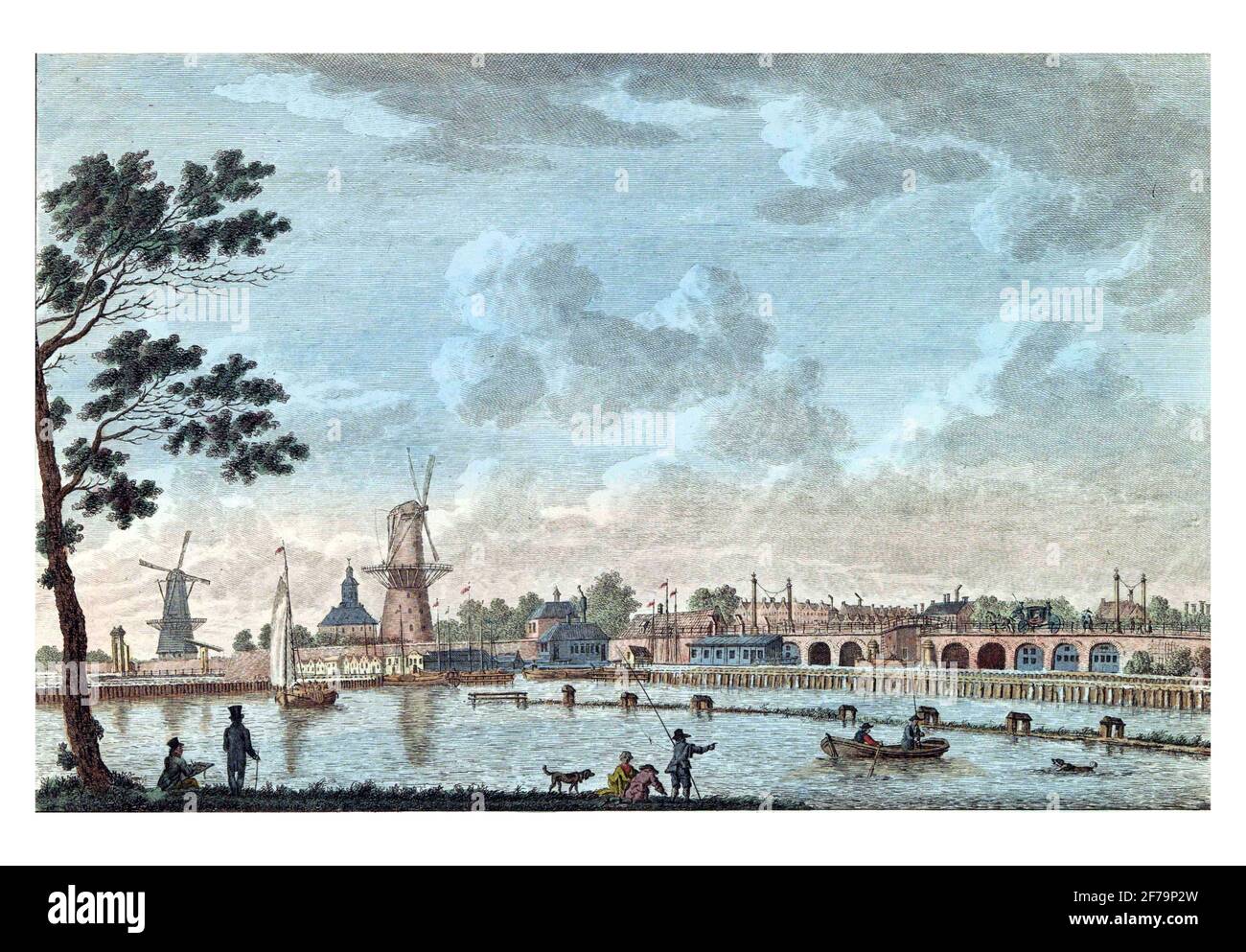 Vue sur le Hogesluis, gravure ancienne. Banque D'Images