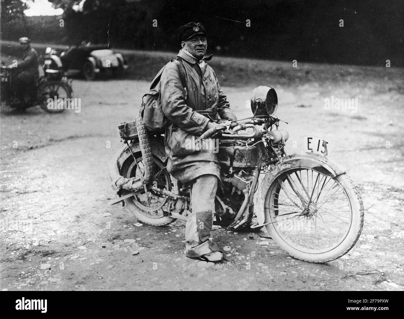 Moto Husqvarna. Compétition moto. L.E Ringborg vainqueur de Majpokalen dans le Club moto. Banque D'Images