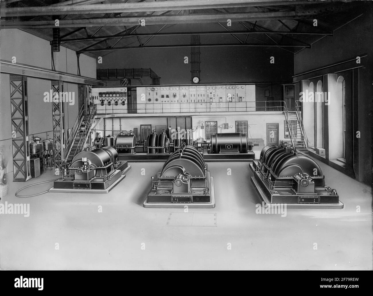 L'enceinte du compresseur. Les ironneries Domnotry. Banque D'Images