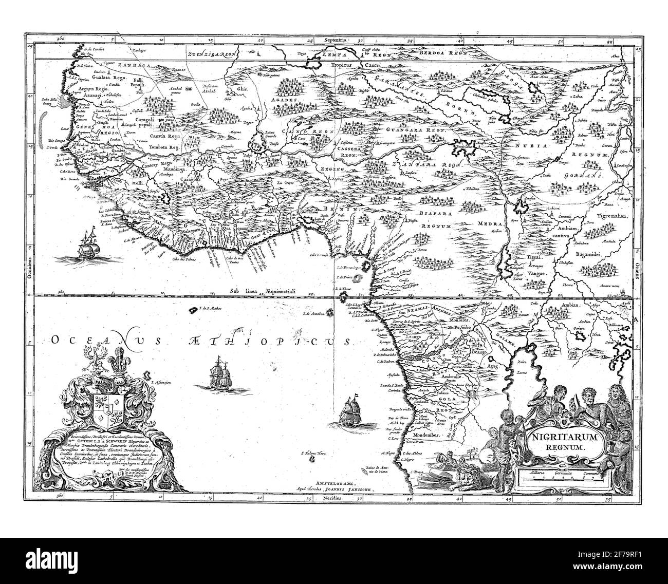Carte de l'Afrique de l'Ouest, gravure ancienne. Banque D'Images Carte de l'Afrique de l'Ouest, gravure ancienne. Banque D'Images