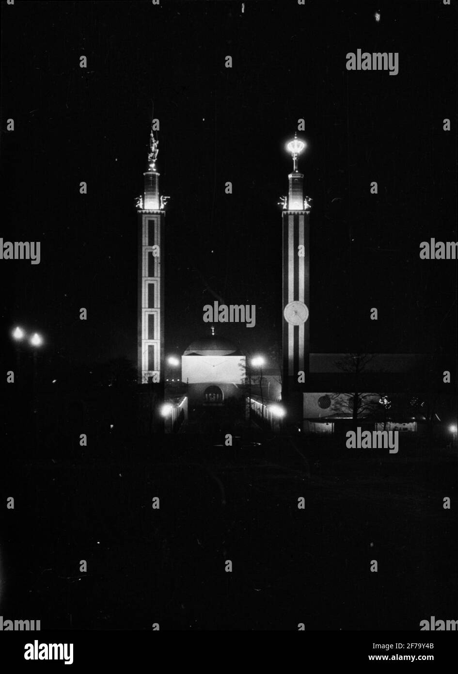 Exposition de Göteborg en 1923. L'heure d'entrée de nuit. Banque D'Images