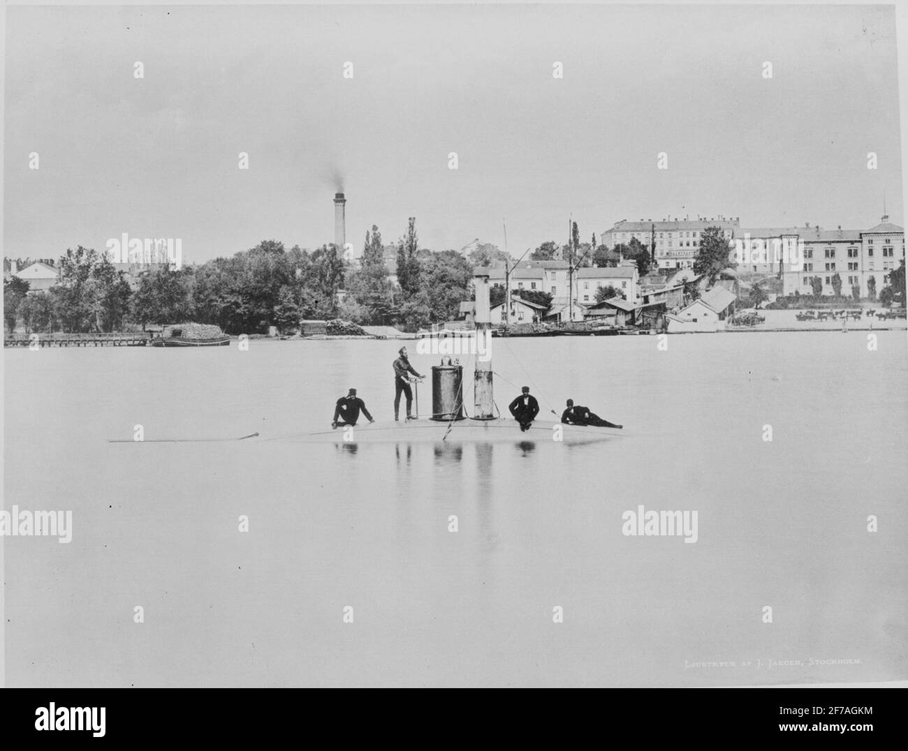 Nordenfelts bateau sous-marin sur son premier tour à Mälaren. Construit en 1883. Banque D'Images