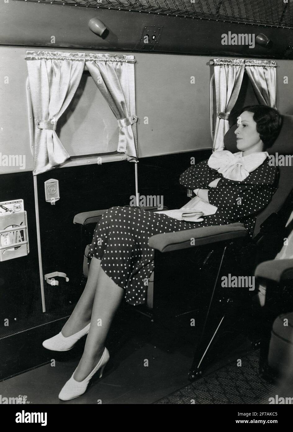 Intérieur d'un avion Douglas DC 2, avec fauteuils réglables. Banque D'Images