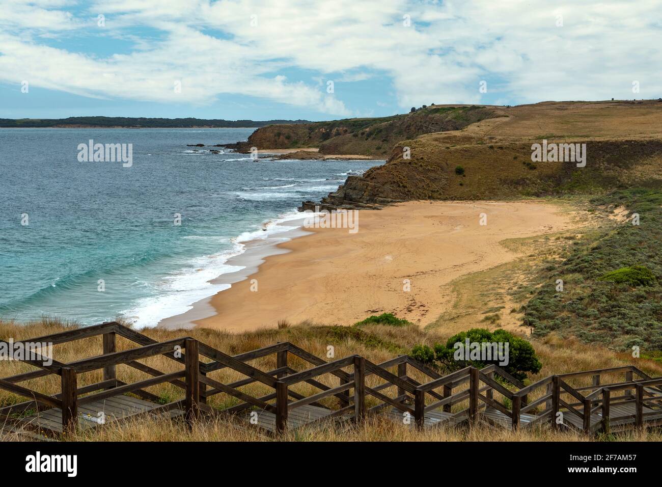 Black Beach, près de San Remo, Victoria, Australie Banque D'Images