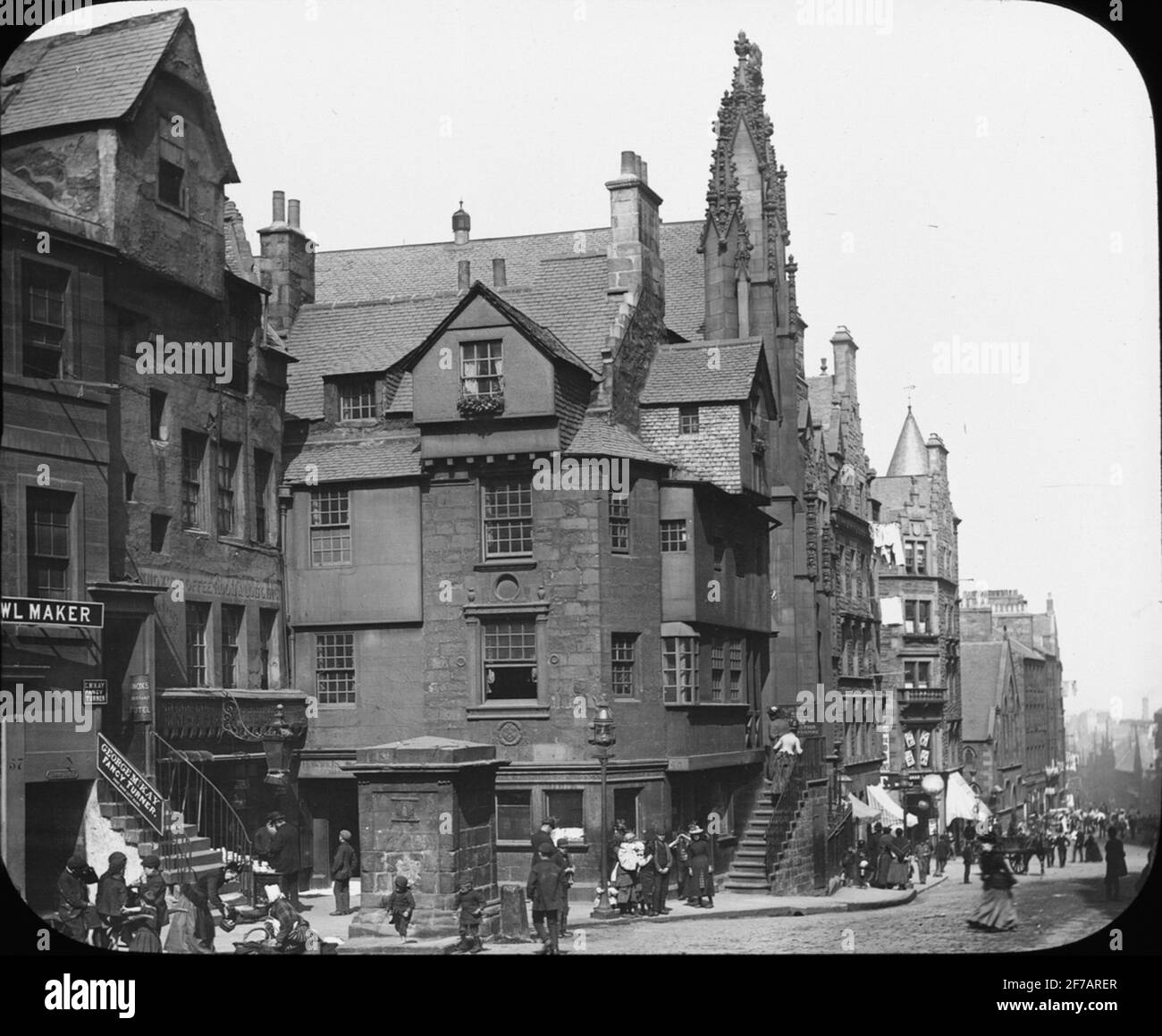 Skioptikonbild med motiv John KNOX House, Édimbourg, Écosse Banque D'Images