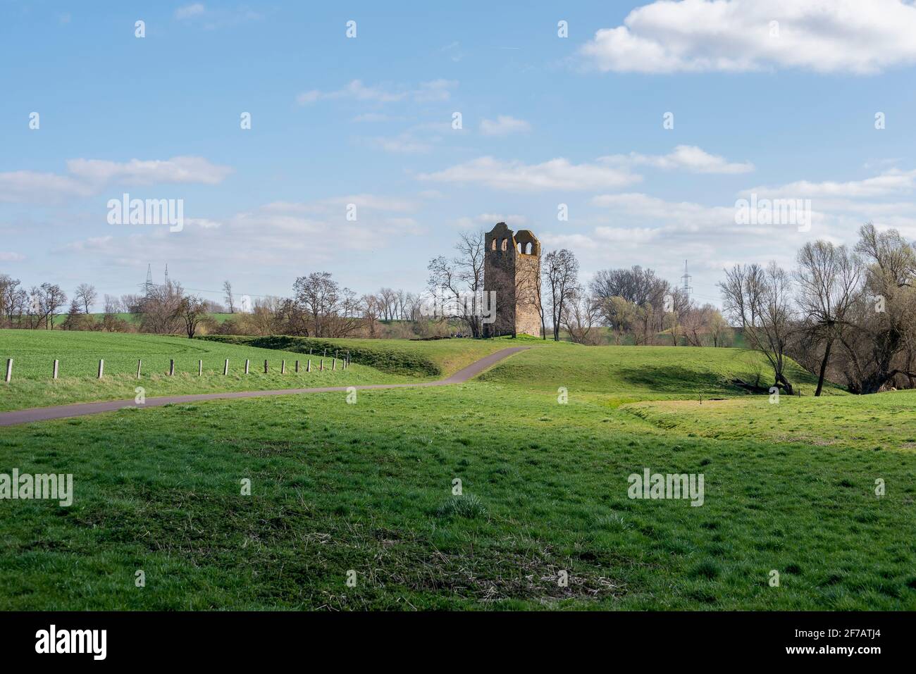 Allemagne, Saxe-Anhalt, Hundisburg, Nordhusen ruine, 12ème siècle, Appartient à la route romane, la Transromanica. Banque D'Images