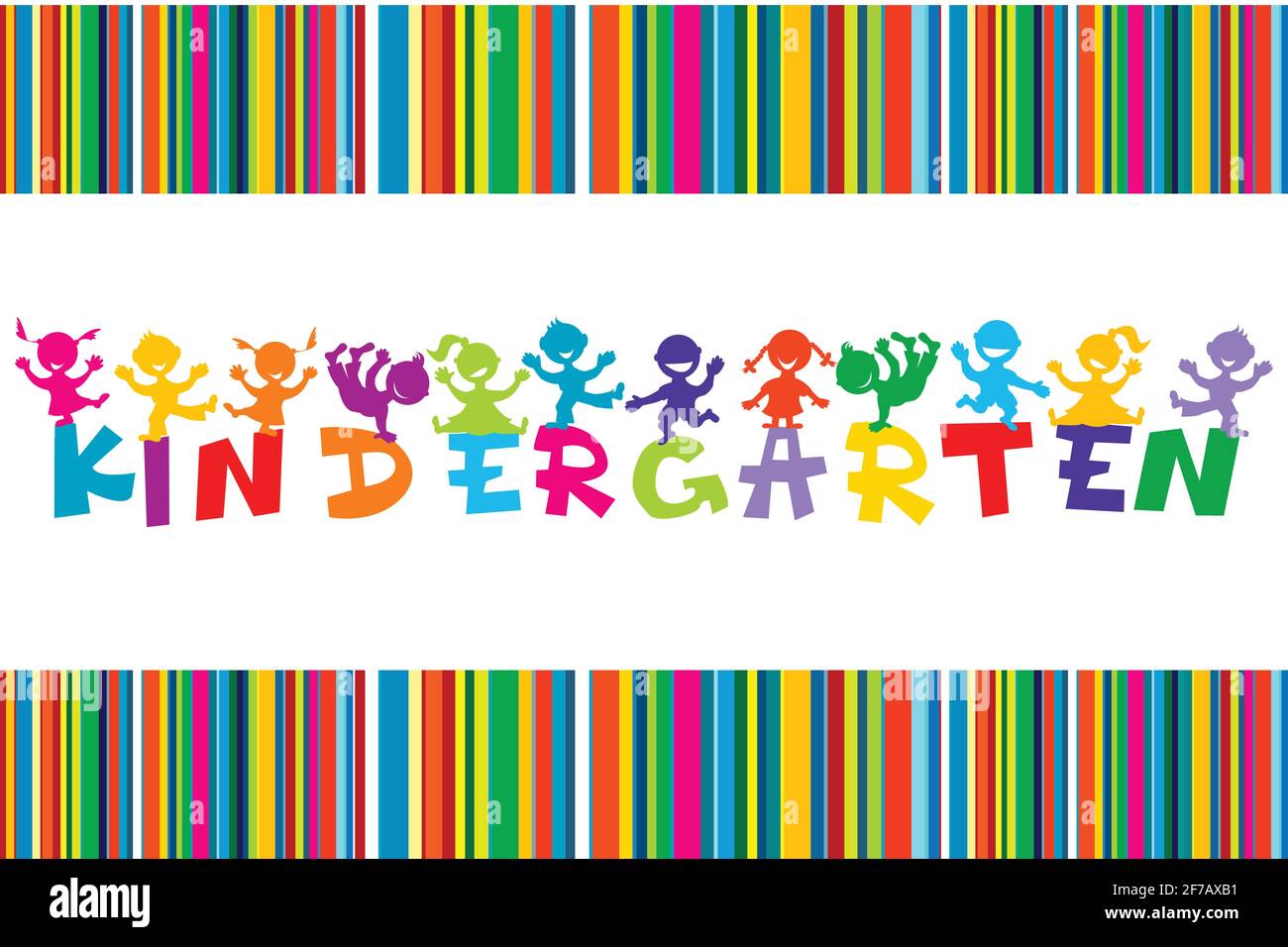 Affiche de jardin d'enfants avec dessin animé coloré Illustration de Vecteur