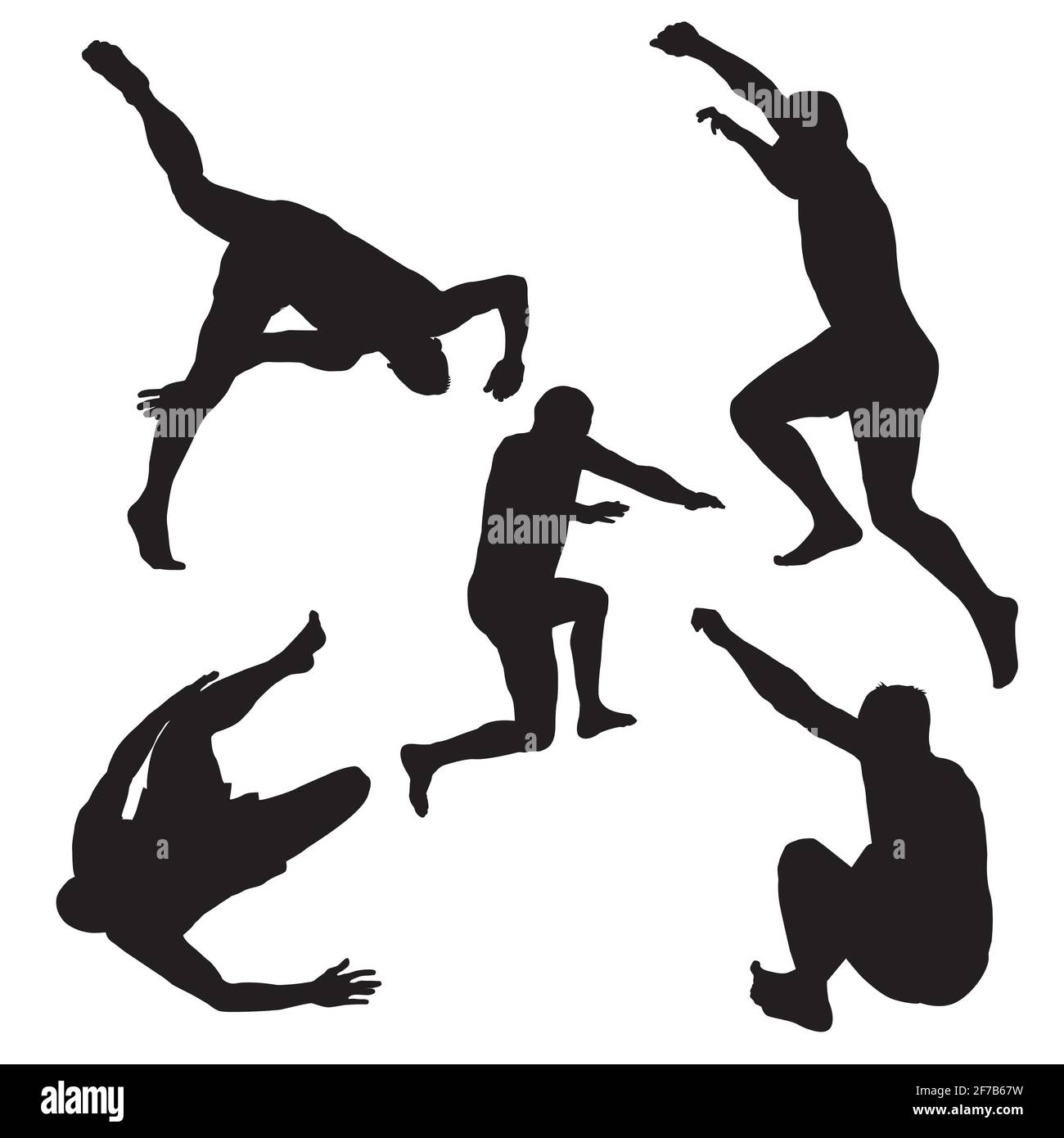 Silhouettes d'hommes sautant Illustration de Vecteur