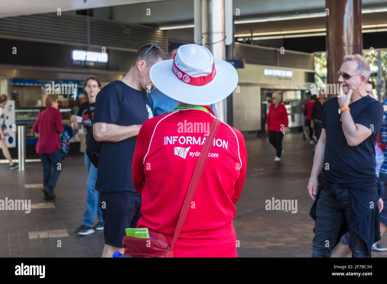 Personne d'information bénévole dans la rue de Sydney, Australie. Banque D'Images