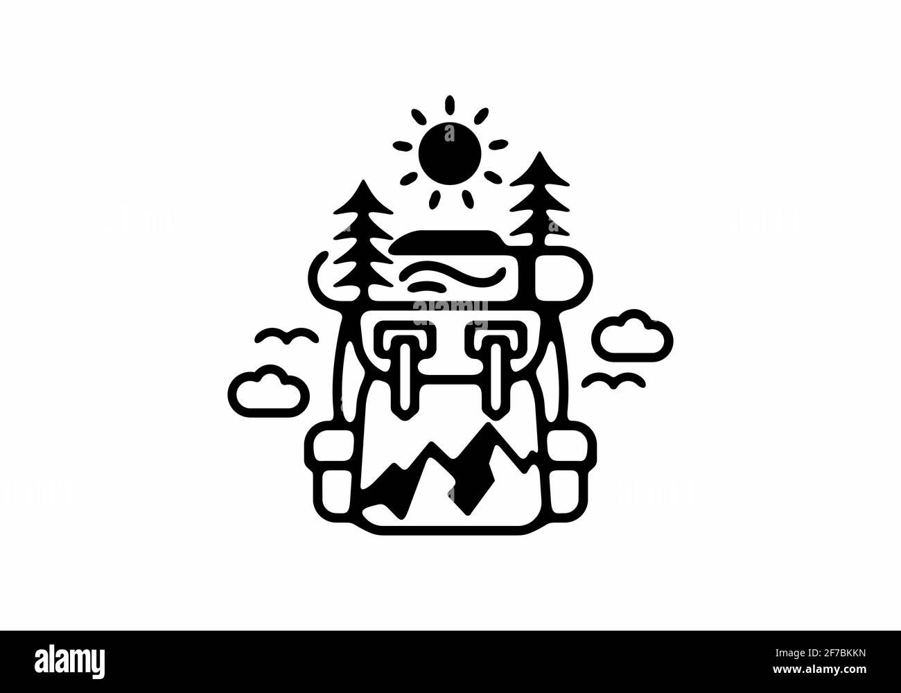 Sac à dos en forme de dessin artistique montagnard Illustration de Vecteur