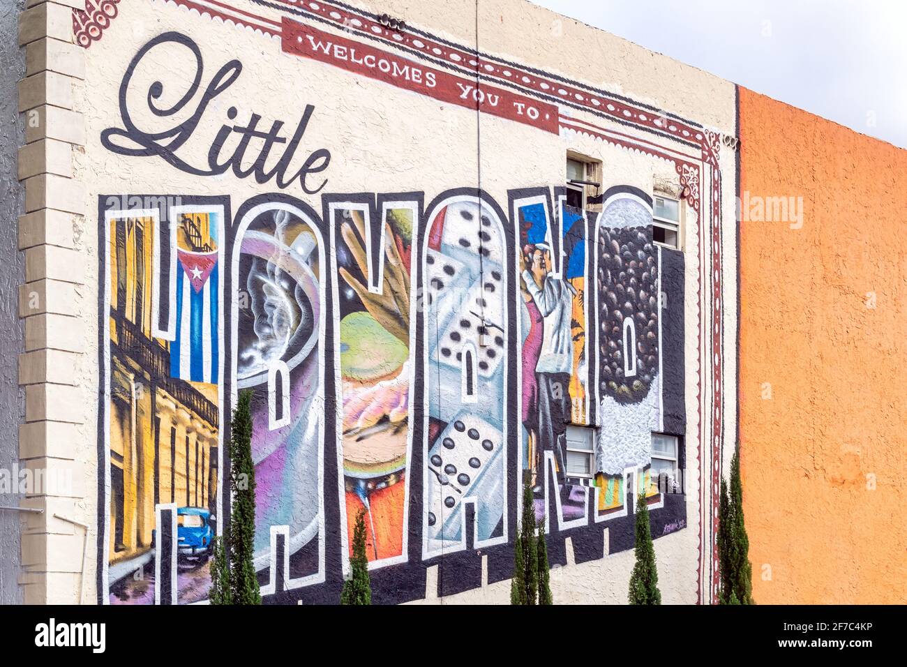 Décoration murale à Little Havana, Miami, USA Banque D'Images