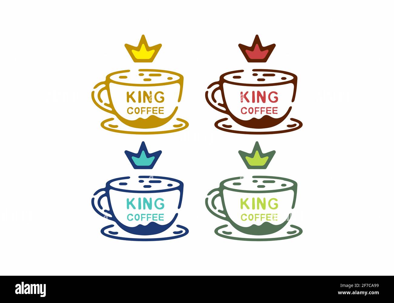 Illustration artistique colorée de la couronne et du café Illustration de Vecteur