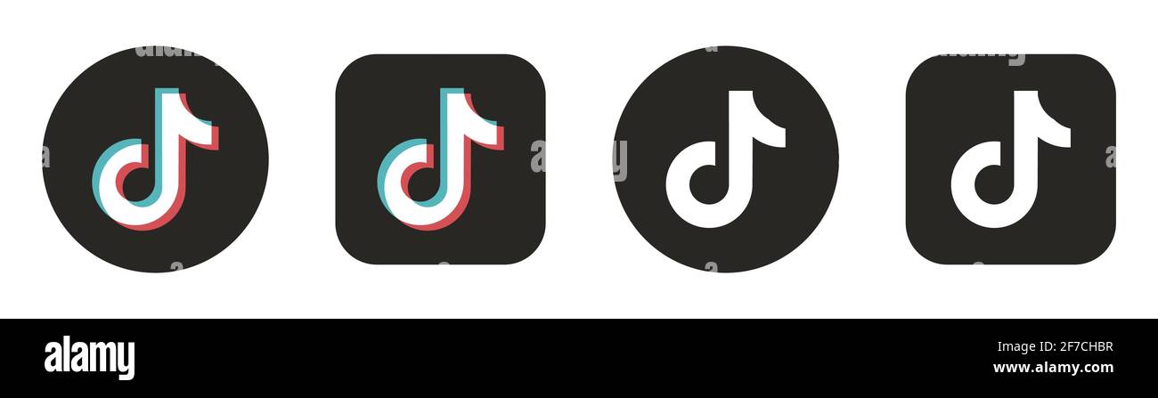 Ensemble d'icônes noir Tik Tok. Bouton. Réseaux sociaux. Logo Tik Tok