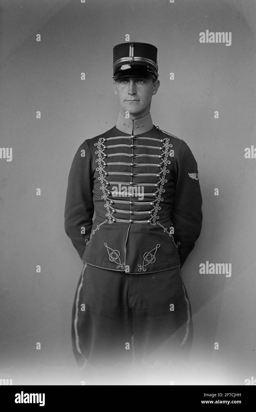 Portrait du lieutenant Nils Lindqvist, 1925 Portrait du lieutenant Nils Lindqvist, avion-panoramique militaire de la K 5, régiment de Skåne Husar. Banque D'Images