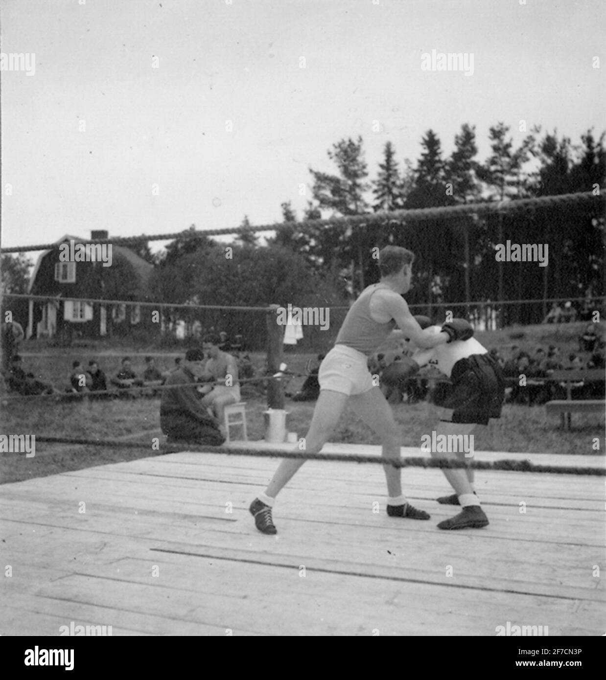 Match de boxe sur F 2, 1940 Match de boxe sur F 2 Roslagens flotte de vol, 1940. Banque D'Images
