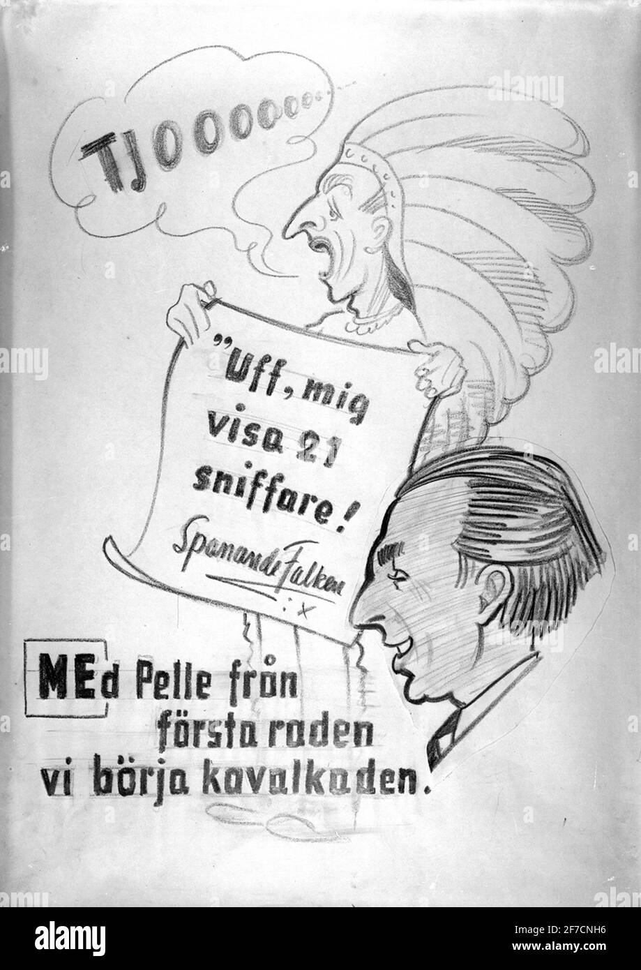 Caricature image de militaire de la Force aérienne, 1930s caricature image de militaire de la Force aérienne, 1930s. Marqué « me ». Dessin d'automne photographié. Banque D'Images