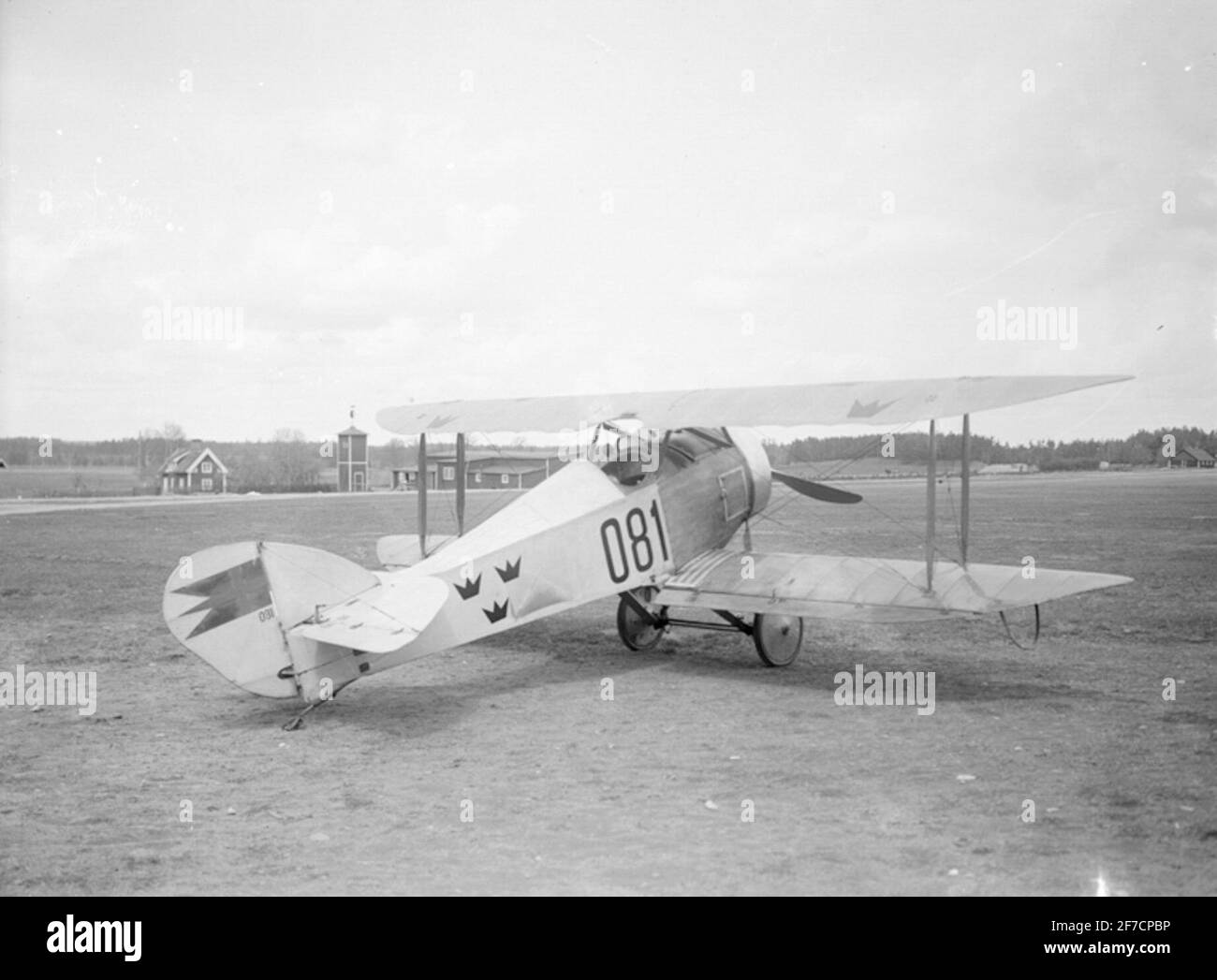 Avion au sol emplacement des pouces de l'avion au sol. Tagged 081. Banque D'Images