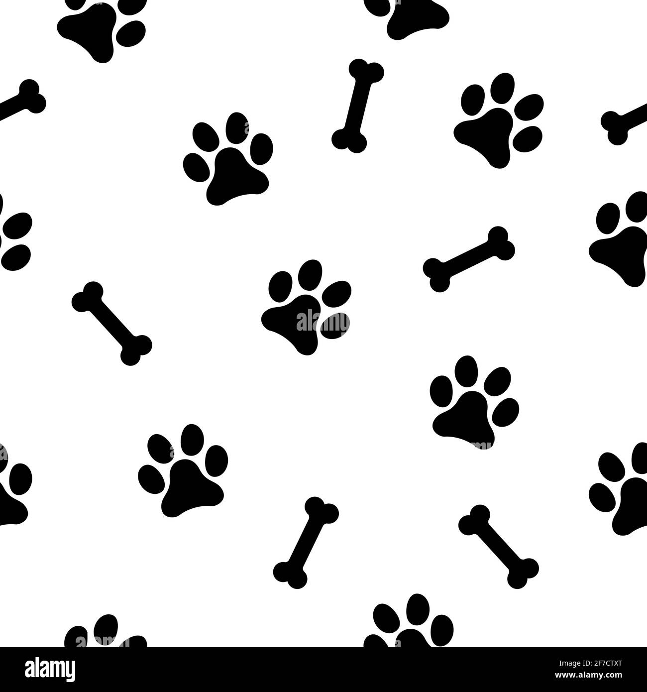 Motif animal sans couture isolé sur fond blanc. Symbole de patte de chien et d'os, dessin d'illustration vectorielle . Illustration de Vecteur