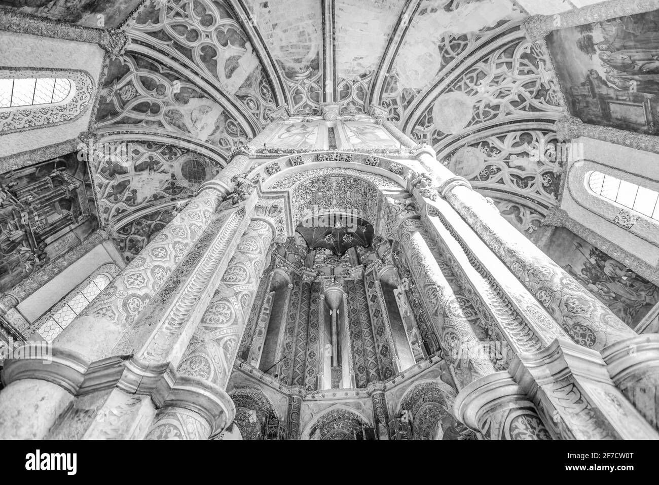 Tomar, Portugal - 10 août 2017 : Charola à l'intérieur du couvent du Christ et de l'ancienne forteresse des Templiers, oratoire privé des Chevaliers Banque D'Images