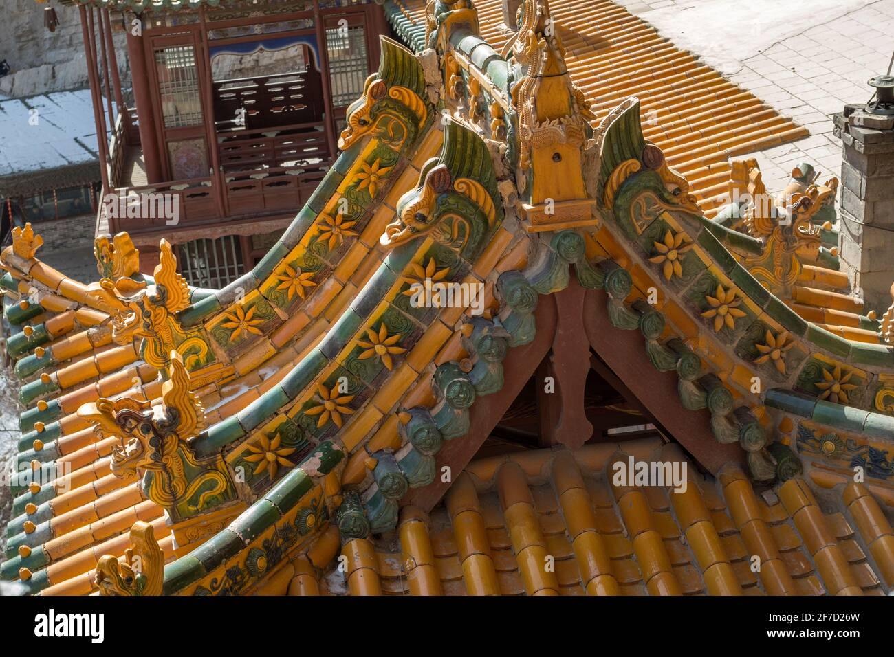 Carreaux vitrés de XuanKong si (temple suspendu) au pied de la montagne Hengshan dans la province du Shanxi, à environ 300 miles au sud-ouest de Beijing, Chine. Banque D'Images