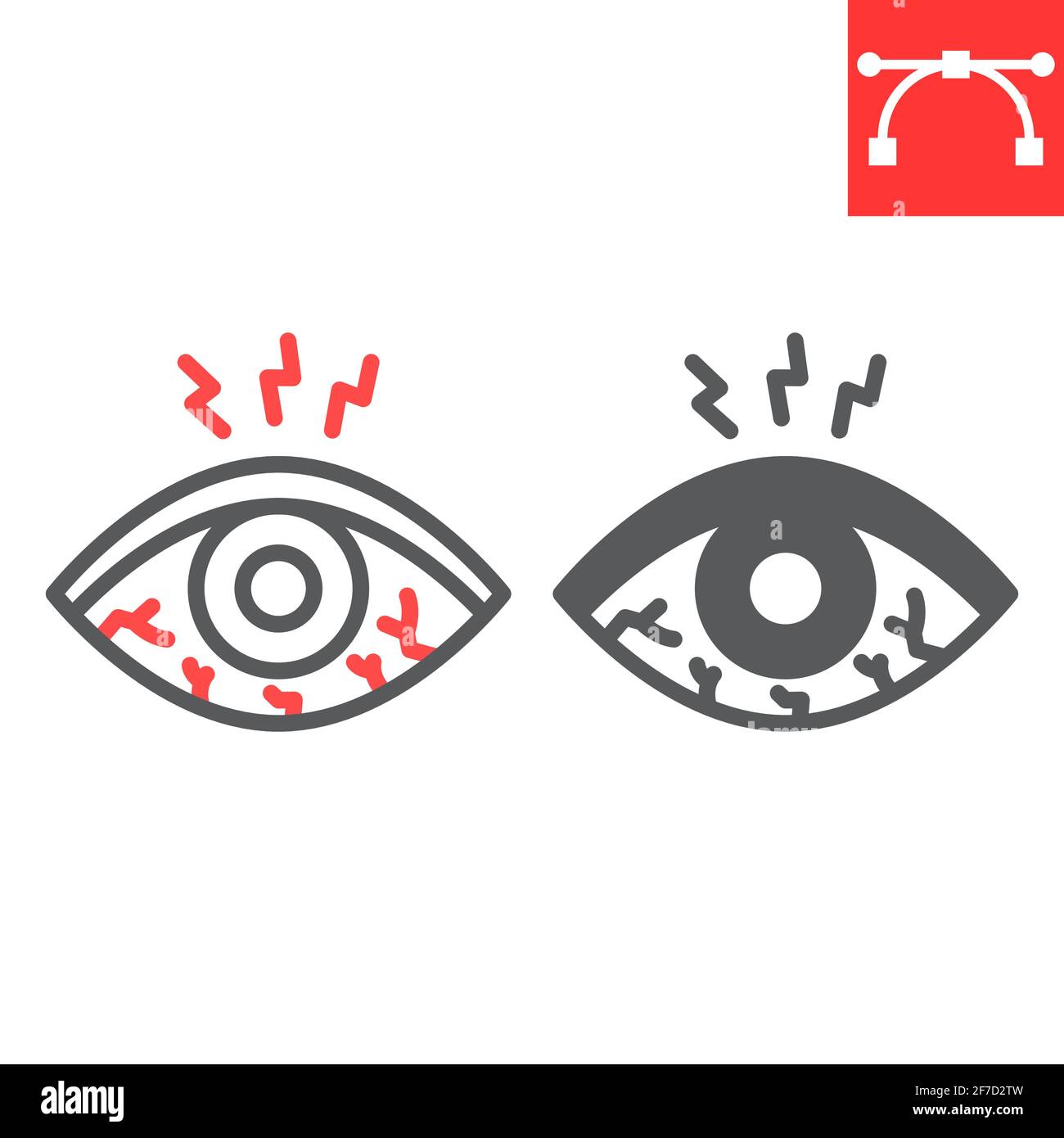 Contour des yeux et icône de glyphe, maladie et allergie, icône de ...