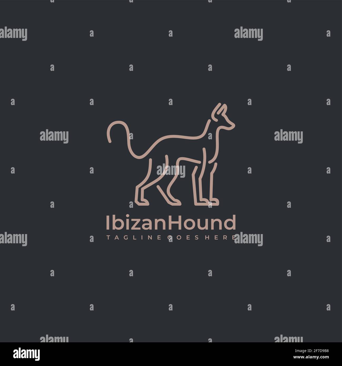 Illustration du logo Line Art Hunting Dog Silhouette Vector Illustration de Vecteur