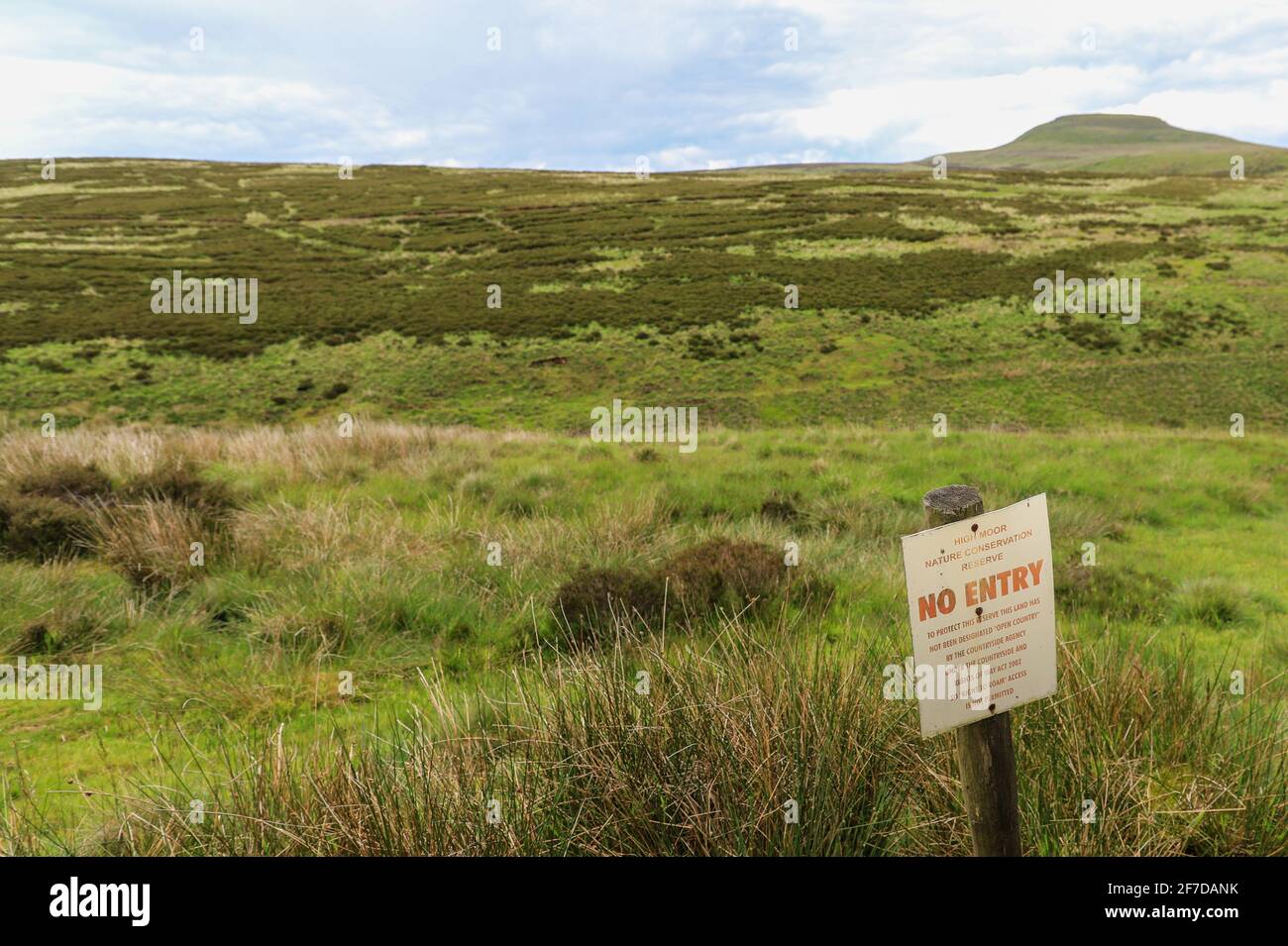 Un panneau à la High Moor nature conservation Reserve indiquant le droit d'accès à l'itinérance non autorisé, Cheshire, Angleterre, Royaume-Uni Banque D'Images