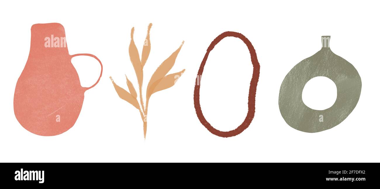 Arrière-plan moderne abstrait. Arrière-plans avec formes d'équilibrage géométriques. Décoration murale boho. Banque D'Images