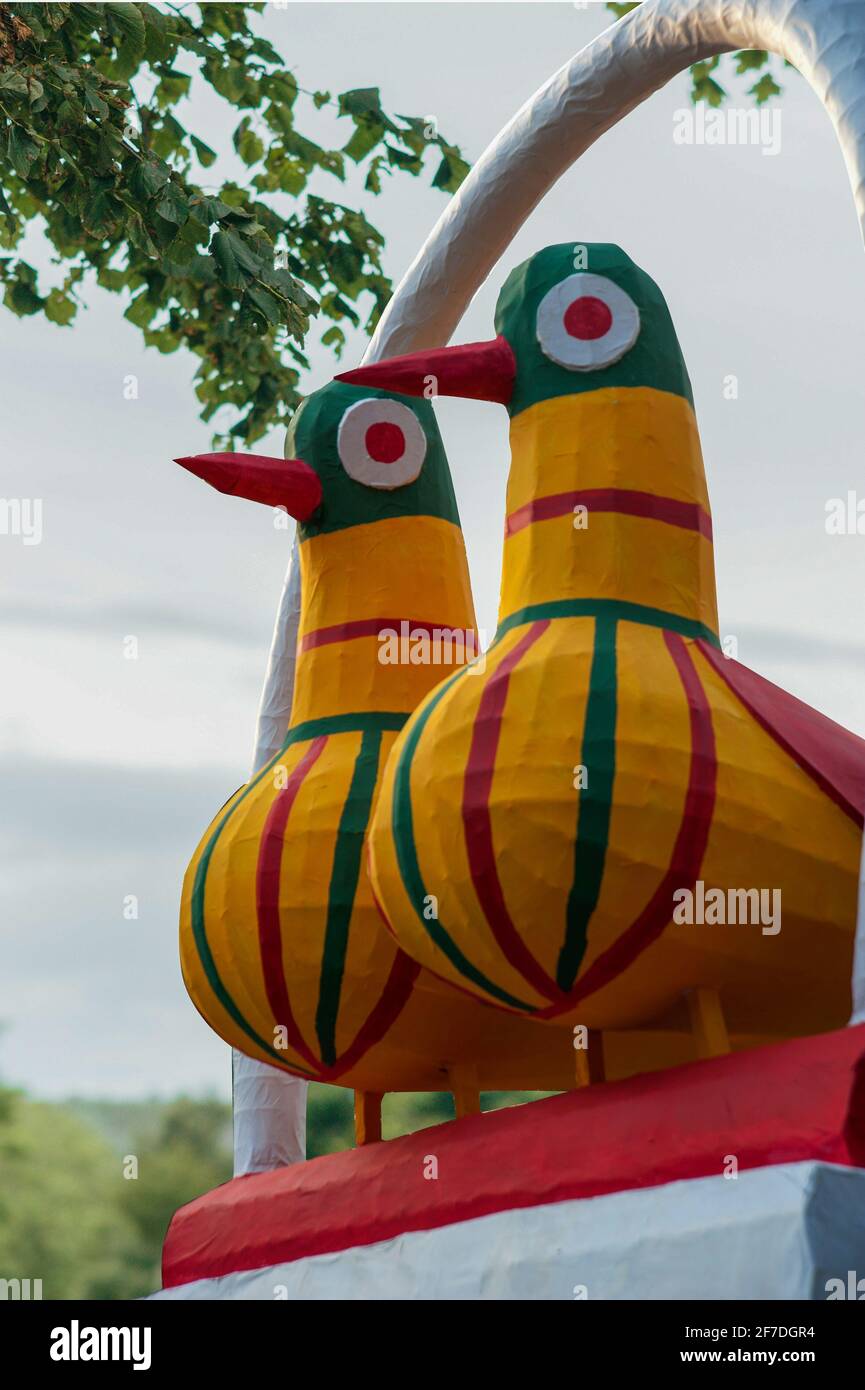 Bangladais avec étiquette de Pohela Boishakh à la célébration de Pohela Boishakh. Un rassemblement pour célébrer le nouvel an bengali. Banque D'Images