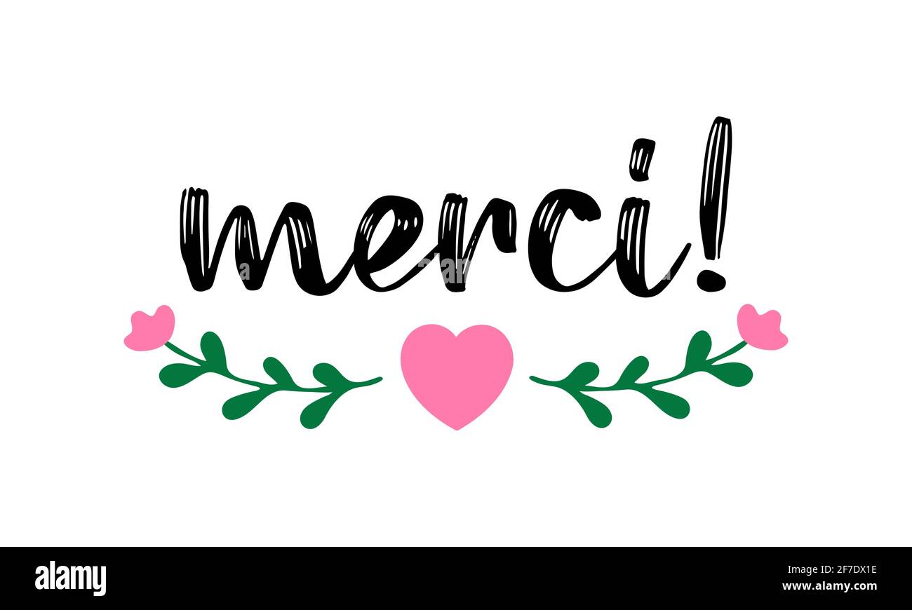 Citation De Merci Esquissee A La Main En Francais Comme Logo Merci Traduit Lettrage Pour Banniere En Tete Carte Affiche Circulaire Image Vectorielle Stock Alamy