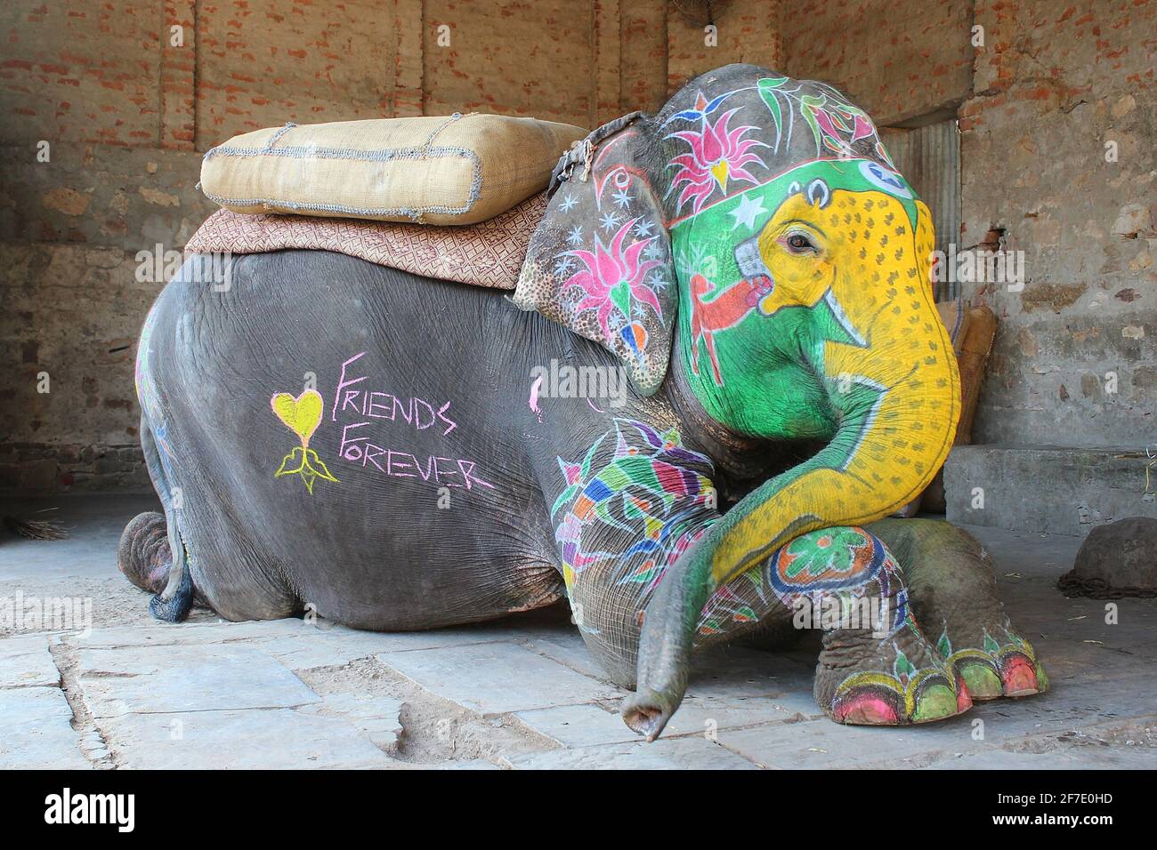 éléphant coloré indien sur le marché Banque D'Images