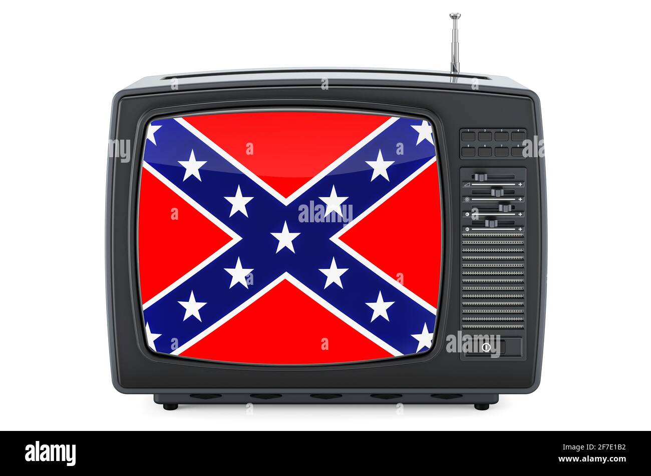 Téléviseur avec drapeau Confederate States of America, rendu 3D isolé sur fond blanc Banque D'Images